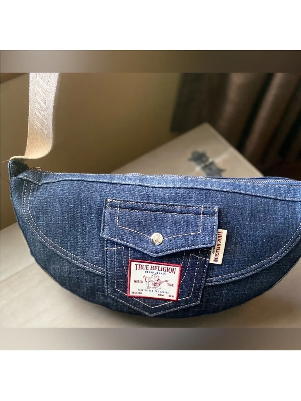 NWT True Religion Utility Hobo Denim Bag w/ Shoulder Crossbody Strap HorseShoe